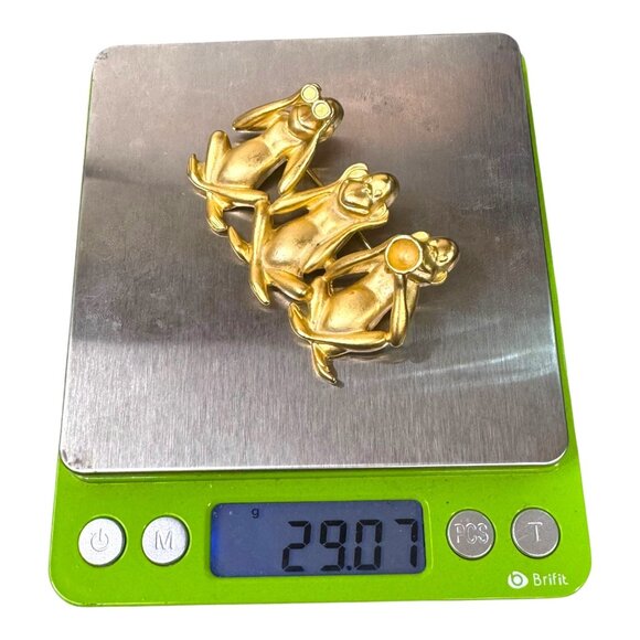 Vtg AJC American Jewelry Three Wise Monkeys Hear No See Speak Evil Brooch Pin - Picture 5 of 5